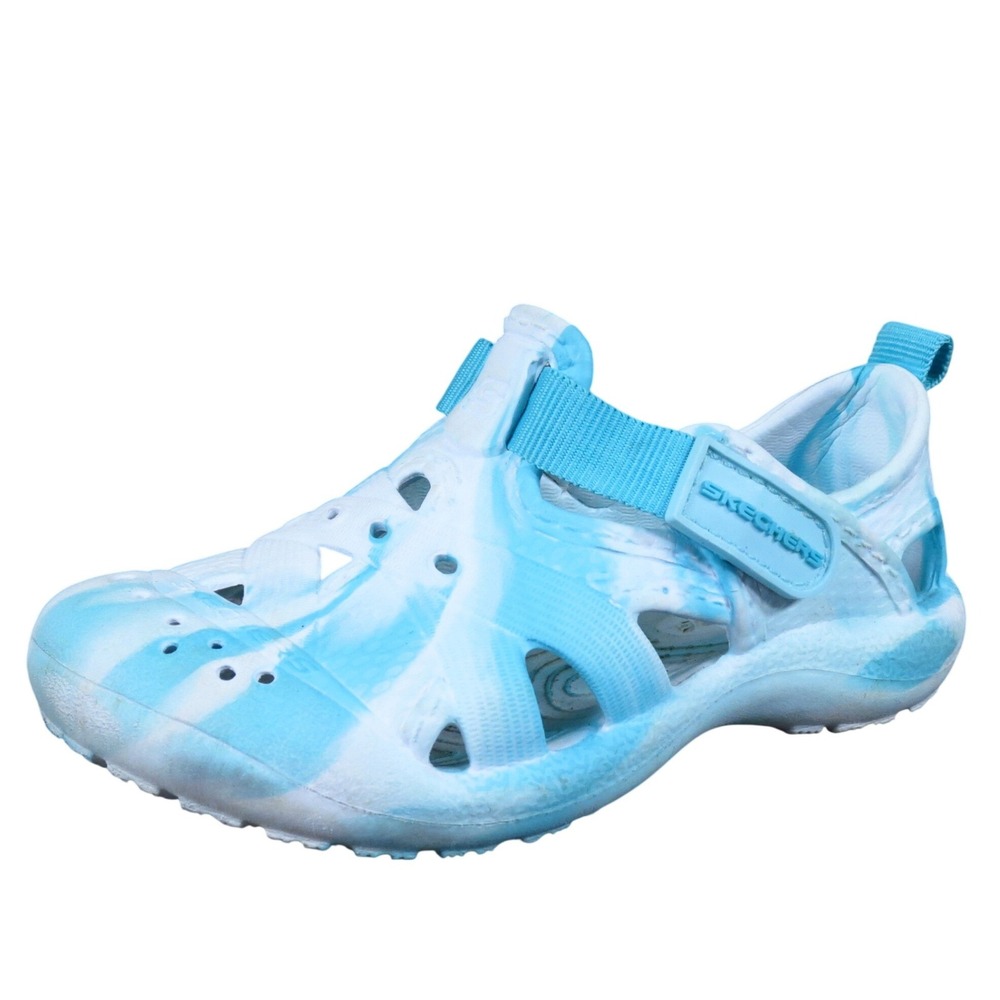 Skechers Foamies Toddler 7 Blue‎ White Foam Water Shoe Casual Lightweight